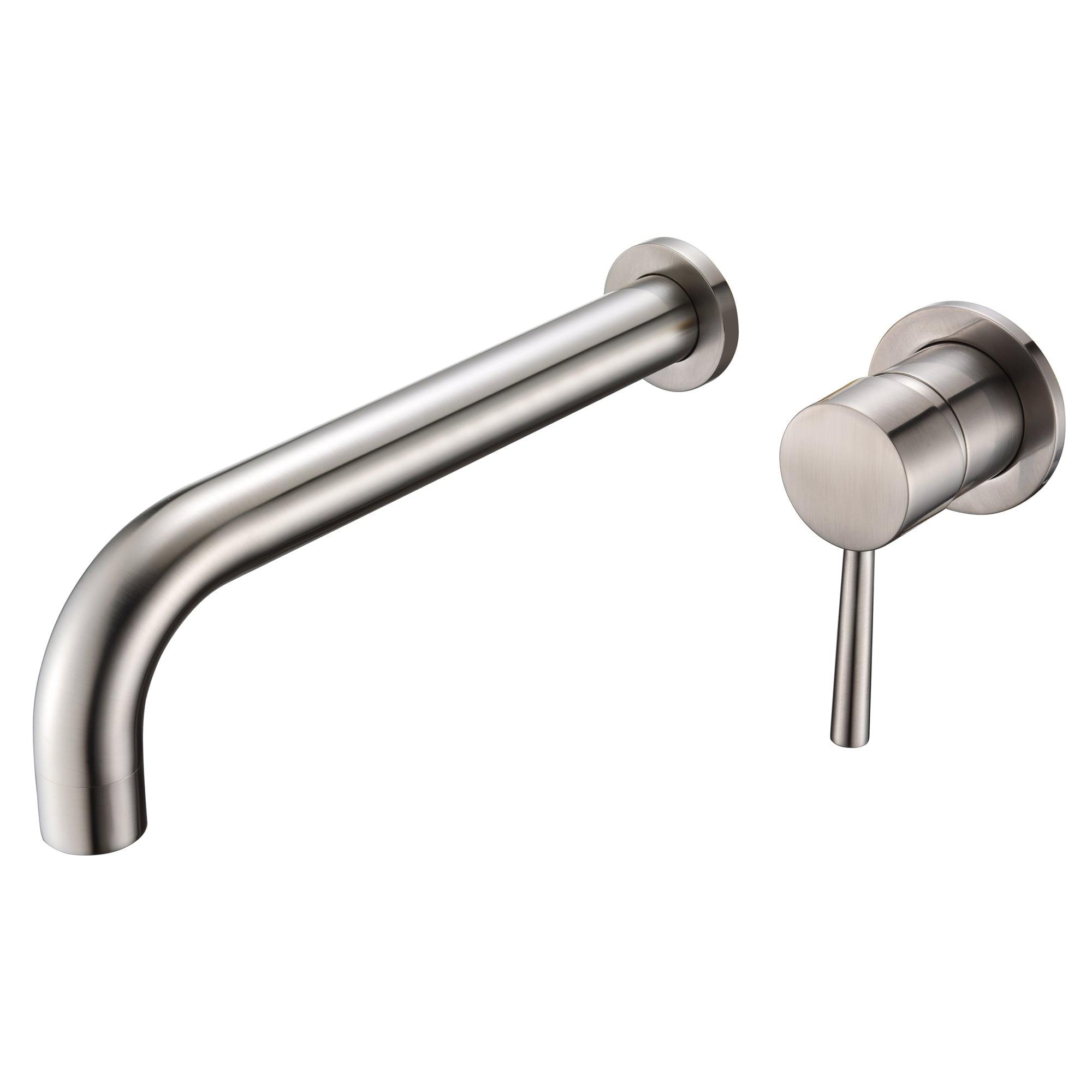 Brushed Nickel Single Handle Wall Mount Tub Filler Faucet