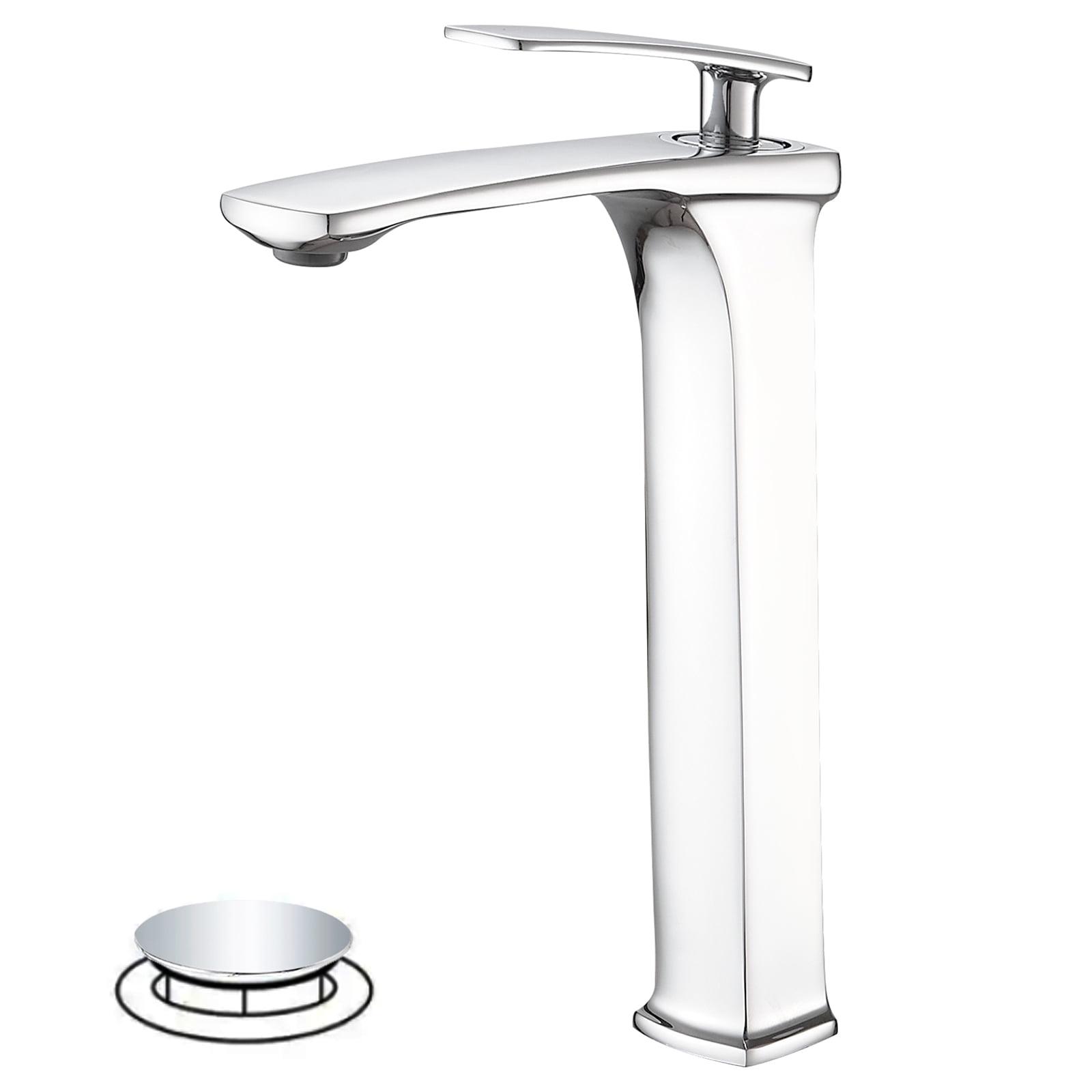 Polished Chrome Single Handle Vessel Sink Faucet with Pop-Up Drain