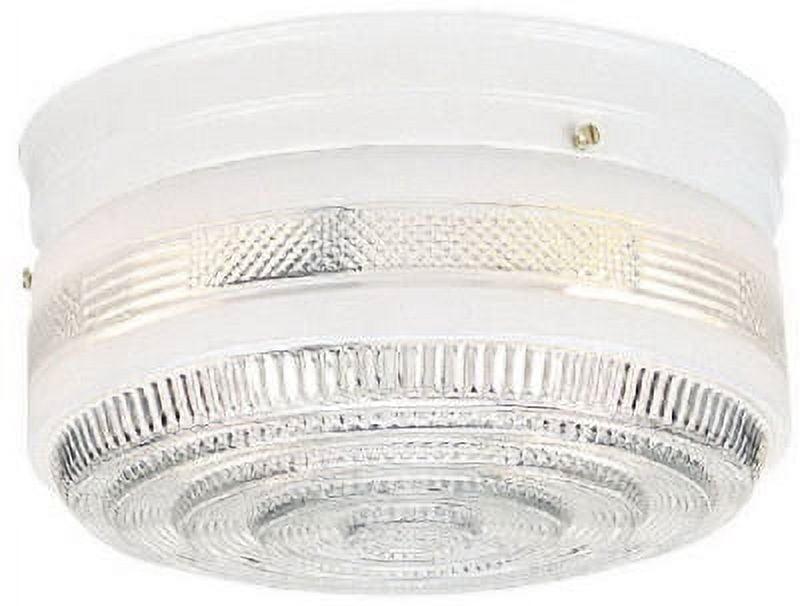 White Glass Drum Flush Mount Ceiling Fixture