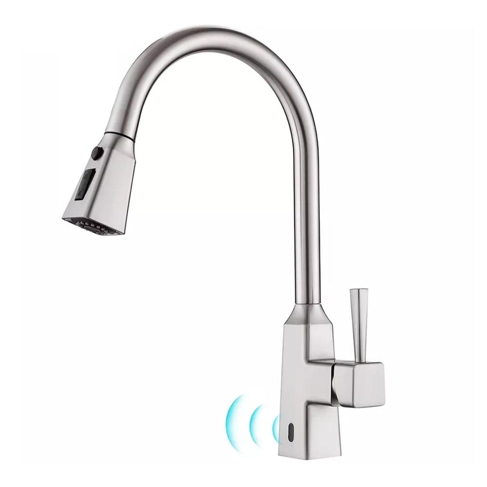 Brushed Nickel Touchless Kitchen Faucet with Pull-Down Sprayer