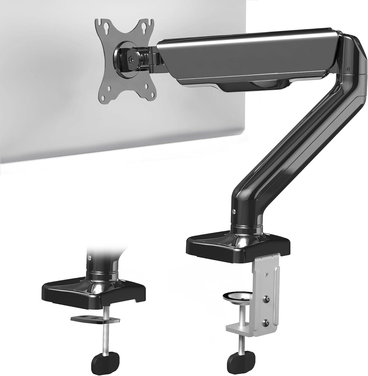 Black Adjustable Gas Spring Desk Mount Monitor Arm with USB Ports