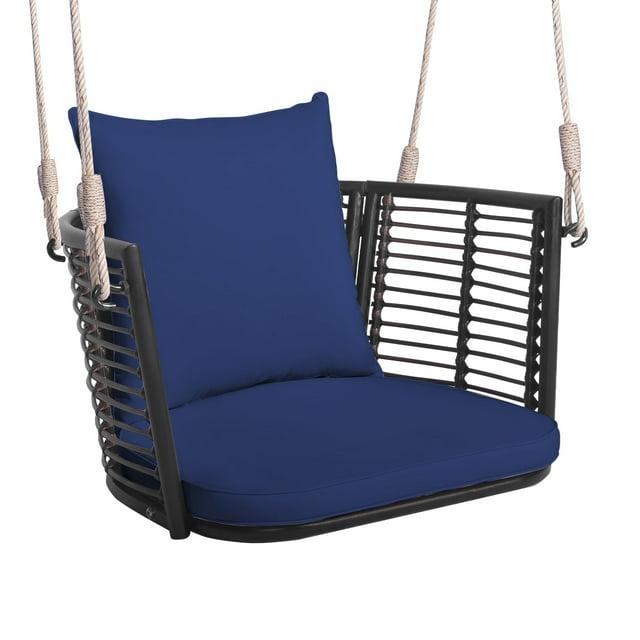 Arlmont & Co. Arlmont & Co. Patio Hanging Rattan Basket Chair Swing Hammock Chair With Seat Cushion