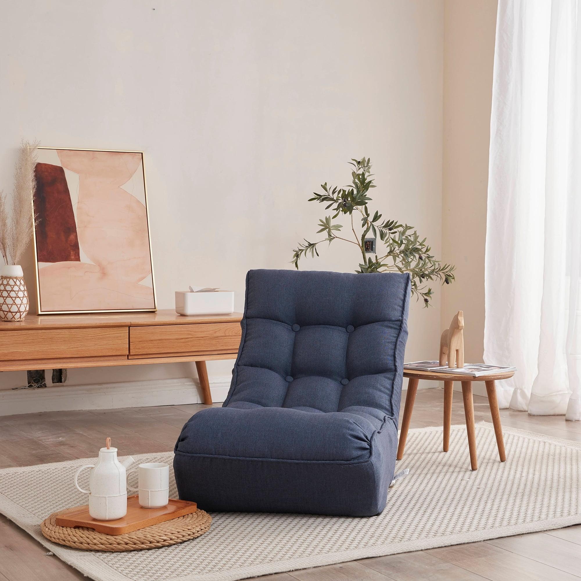 Navy Blue Adjustable Floor Recliner Chair