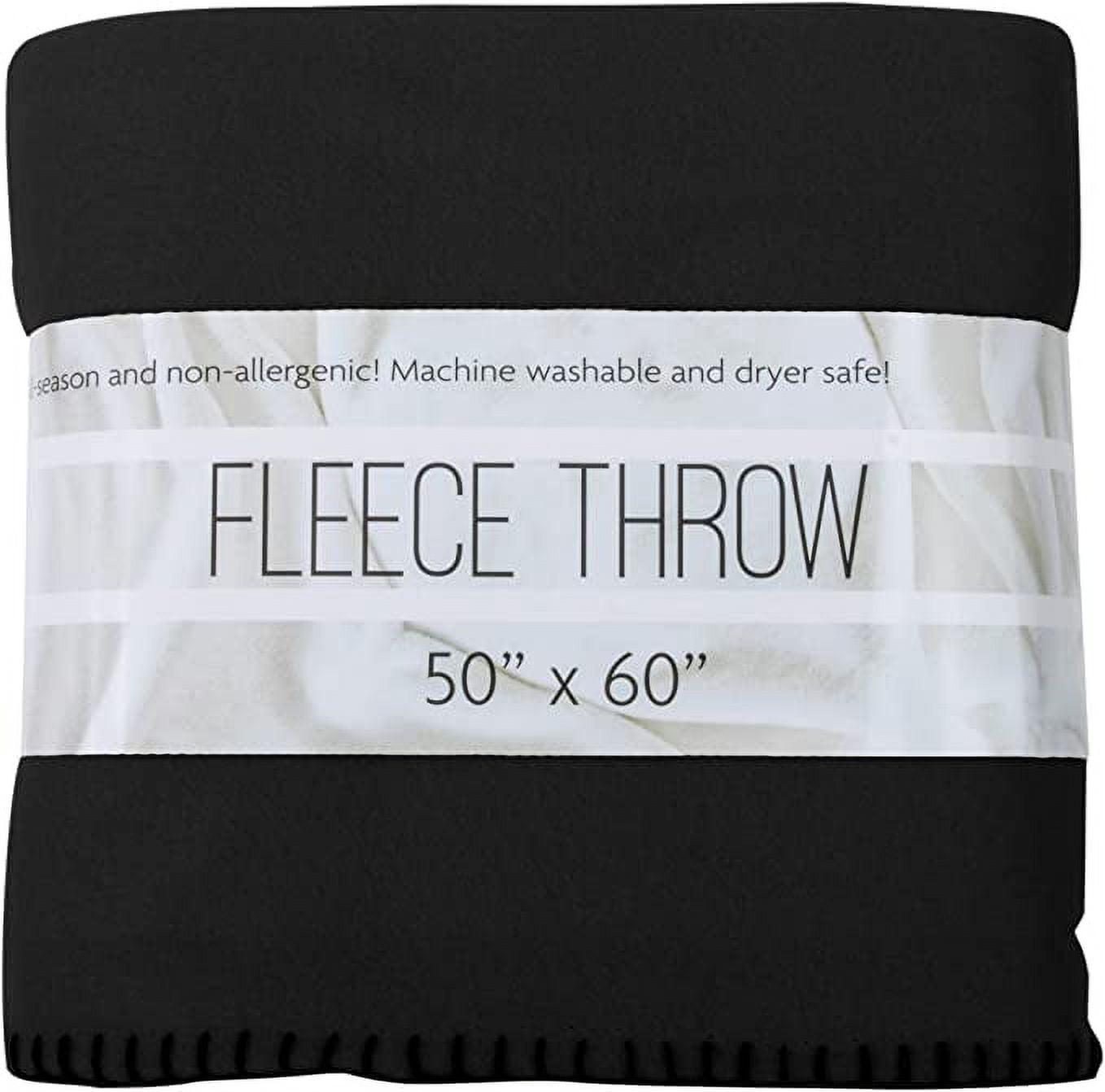 Single Solid Color Hypoallergenic 60”L x 50”W Fleece Throw Blanket for Fall, Winter, Spring, Summer, Men, Women, Children & Pets in Black