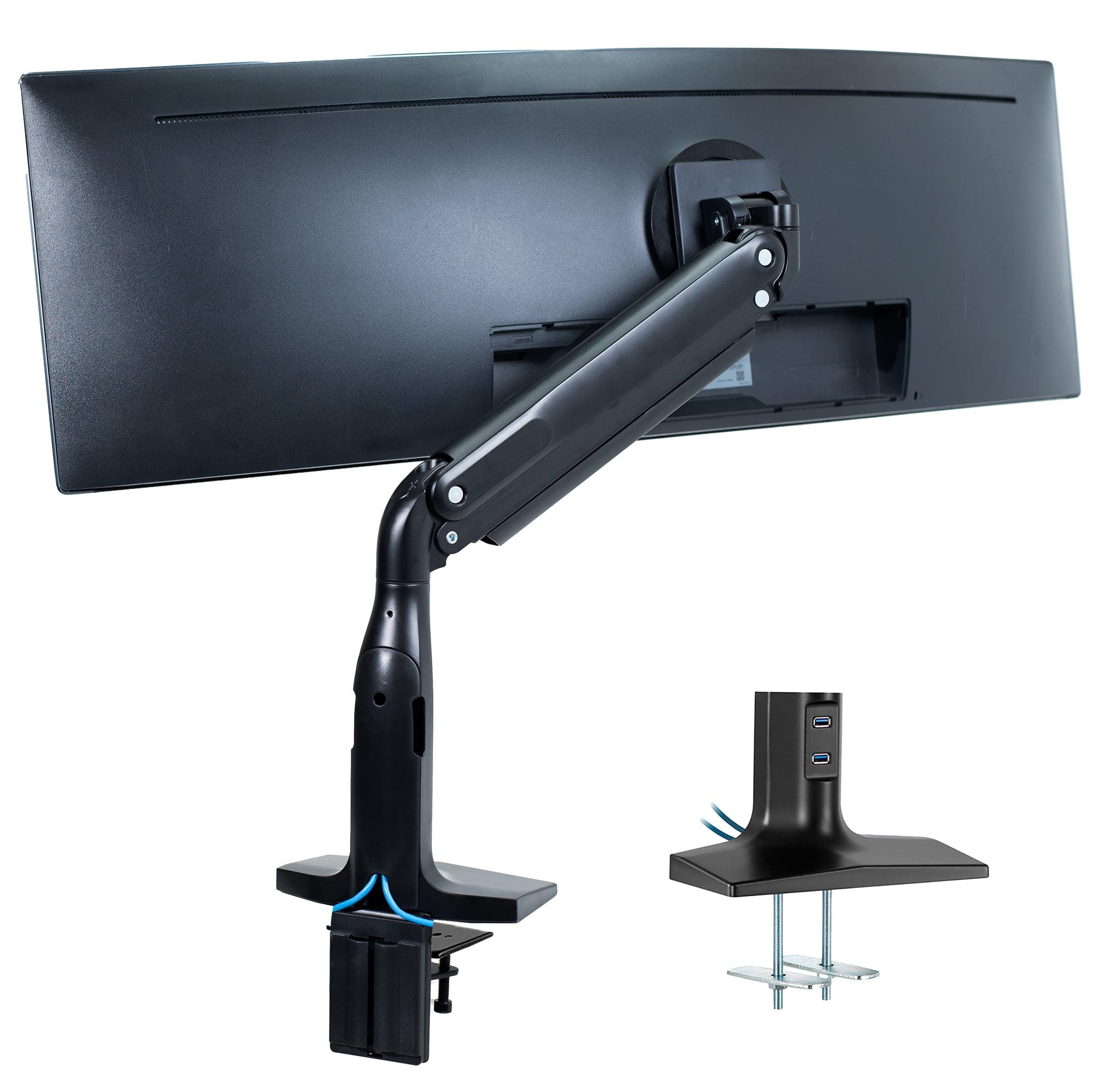 Black Aluminum Single Ultrawide Monitor Desk Mount