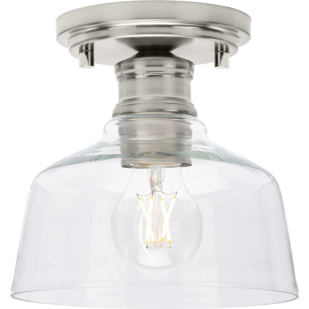 Brushed Nickel Glass Semi-Flush Mount Light