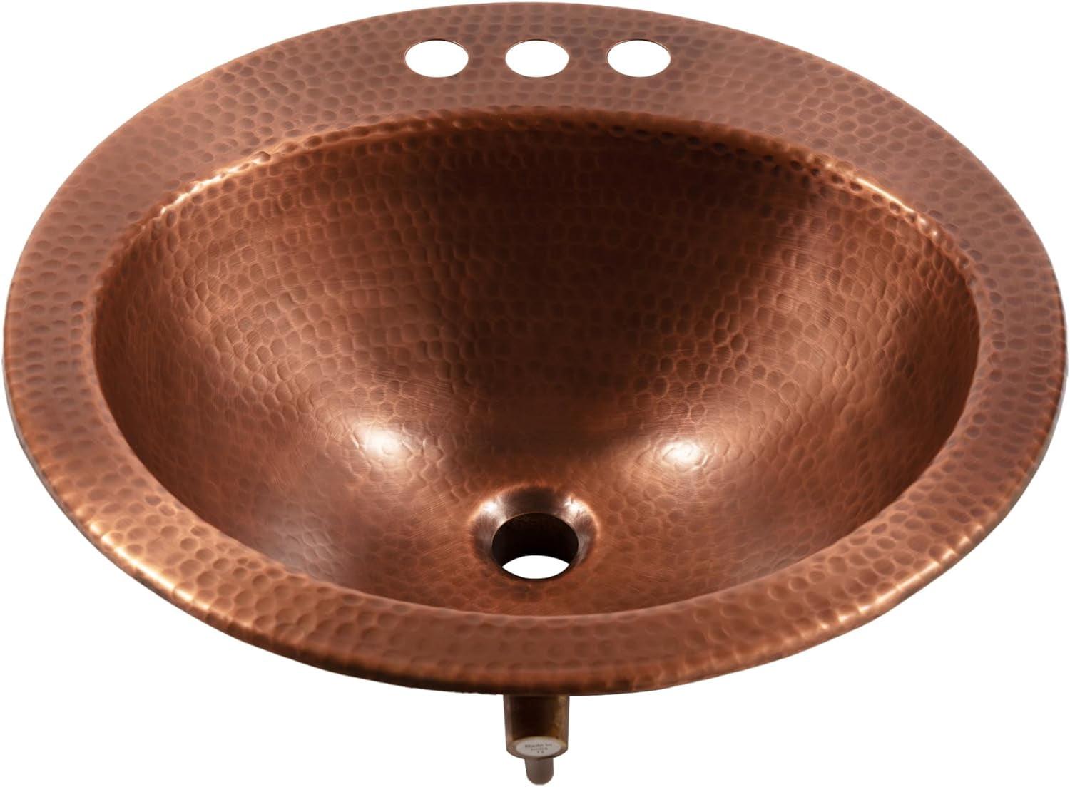 Bell 19" Hand-Hammered Copper Drop-In Bathroom Sink