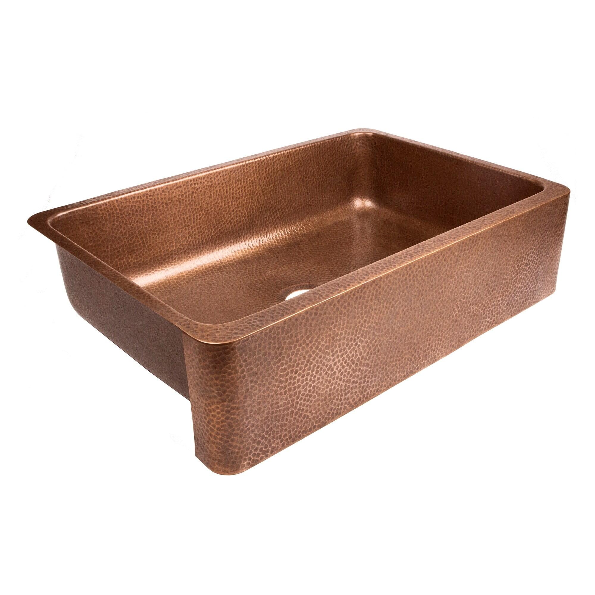 Lange Copper 32" Single Bowl Farmhouse Apron Front Undermount Kitchen Sink