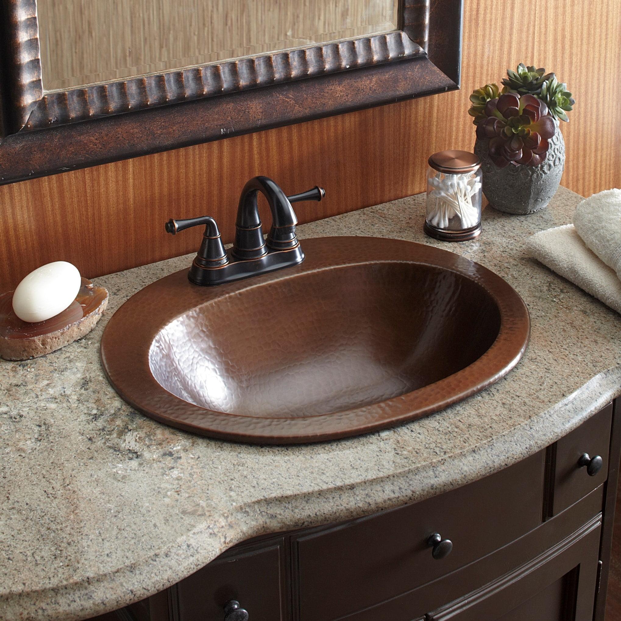 Seville 20" Aged Copper Oval Drop-In Bathroom Sink