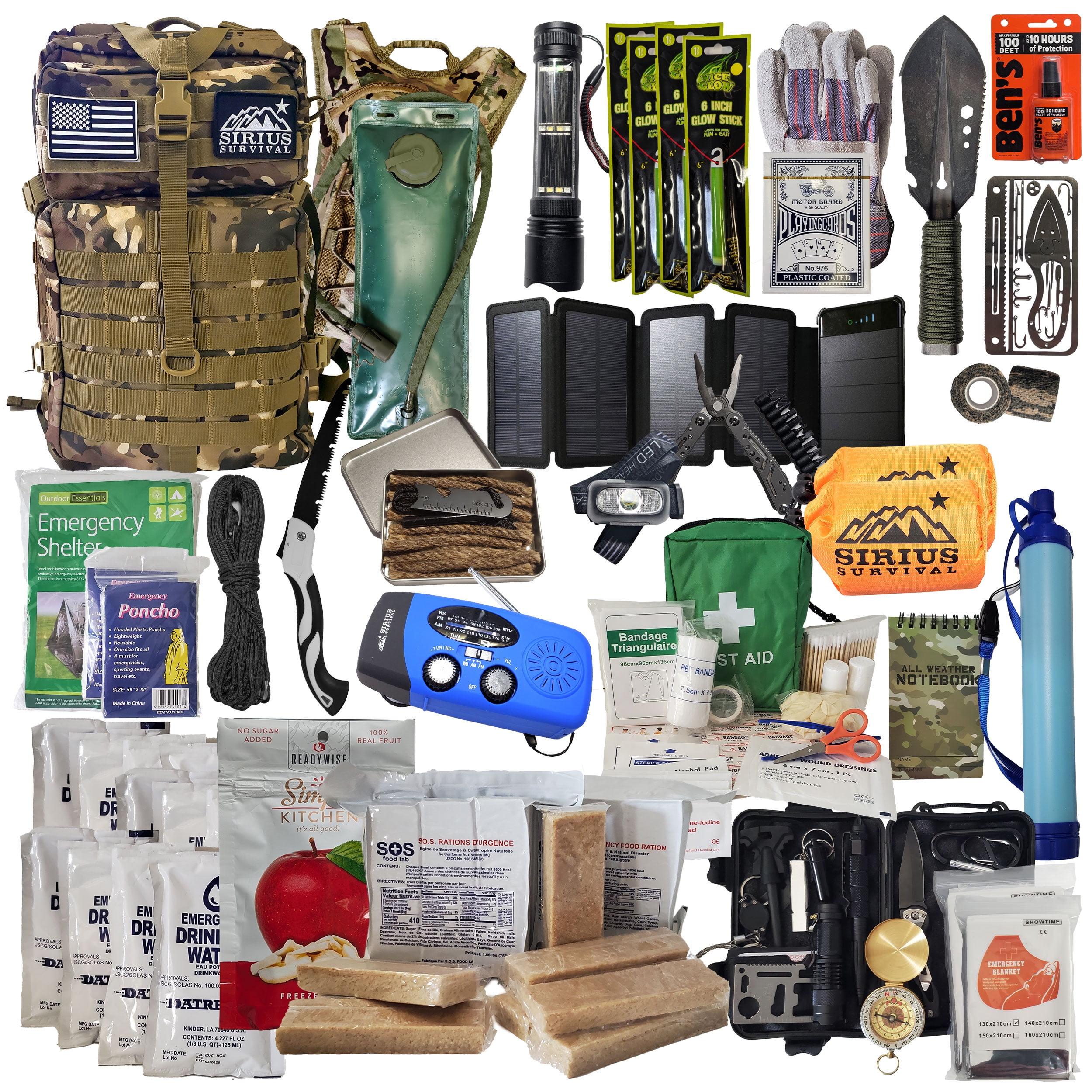Sirius Survival Bug Out Bag - Premium Bugout Backpack Pre-Packed Survival Kit - Ultimate Bug Out Bag Backpack Survival Kit - Comprehensive Survival Bag - Go Bag Emergency Backpack - Camo