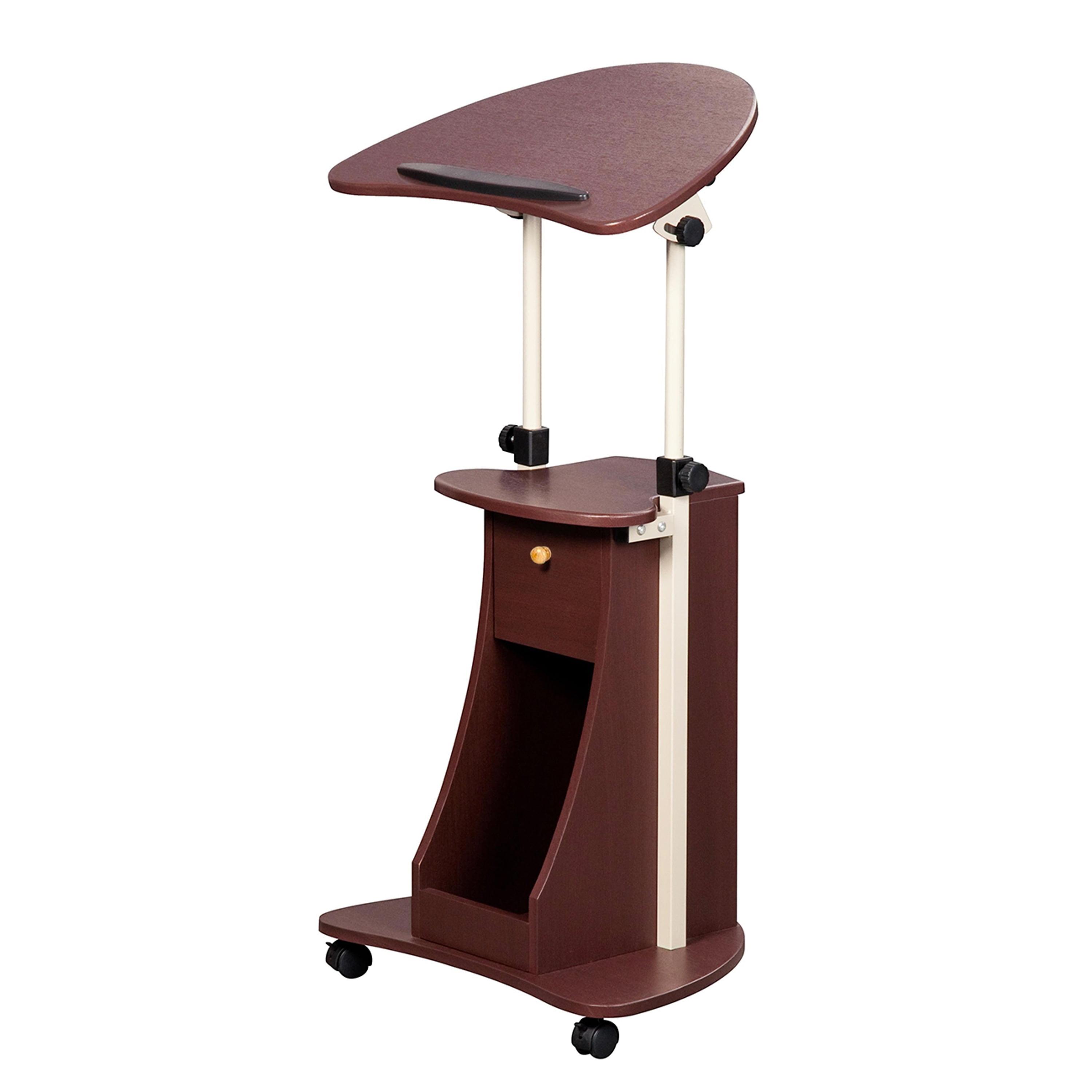 Sit-to-Stand Rolling Adjustable Laptop Cart With Storage