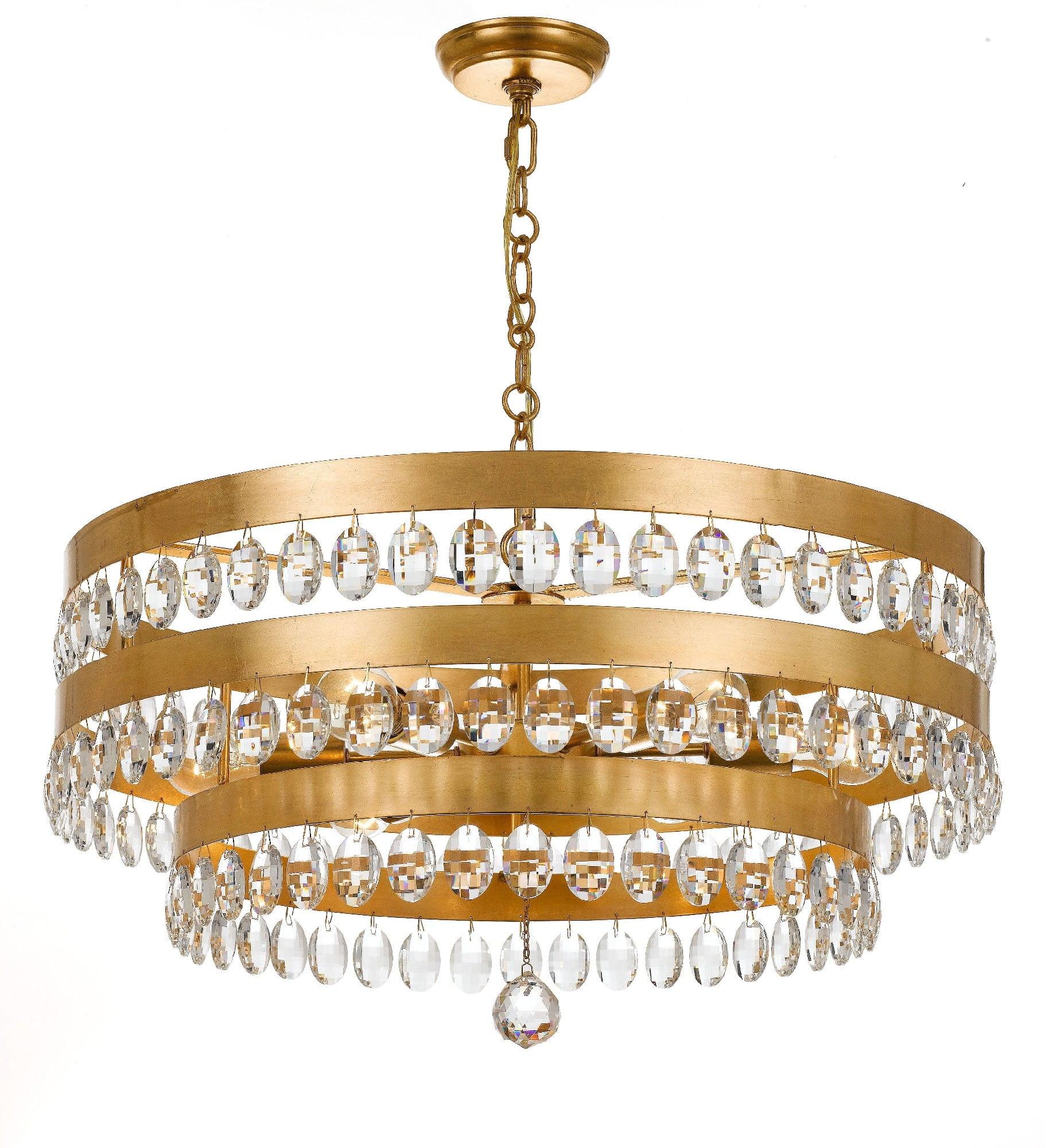 Six Light Chandelier In Classic Style 26 Inches Wide By 14.25 Inches High-Antique Gold Finish    -Traditional Installation Crystorama Lighting