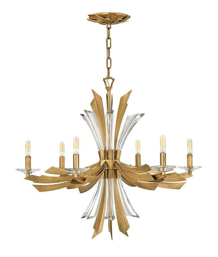 Fredrick Ramond Vida 29.25" Six-Light Single Tier Candle Chandelier w/ Crystal Accents