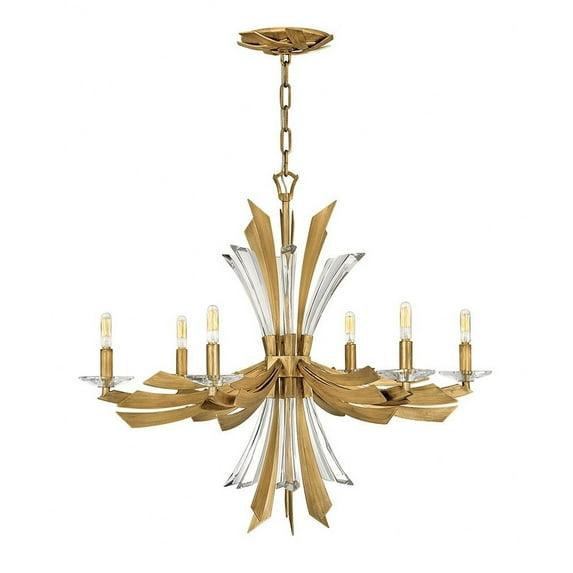 Fredrick Ramond Vida 29.25" Six-Light Single Tier Candle Chandelier w/ Crystal Accents