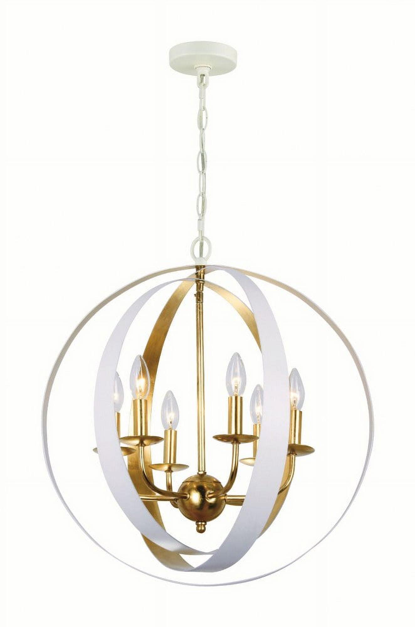 Six Light Sphere Chandelier-Matte White/Antique Gold Finish    -Traditional Installation Crystorama Lighting 585-Mt-Ga