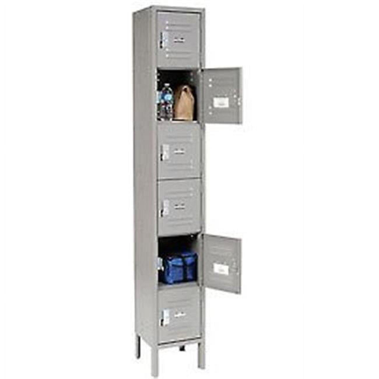 Gray Six-Tier Lockable Steel Office Locker