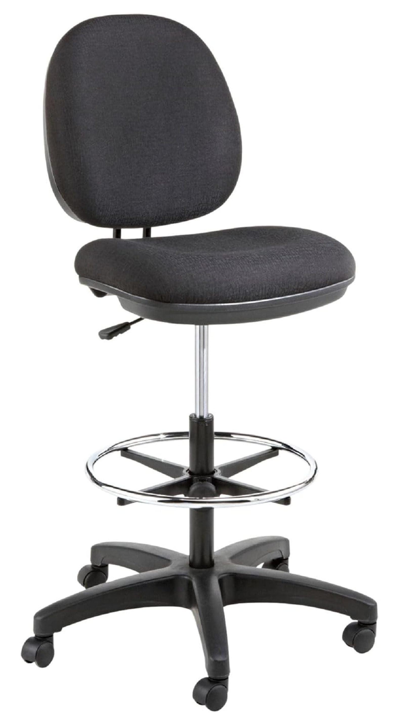 Black Adjustable Acrylic Swivel Task Stool with Foot Ring