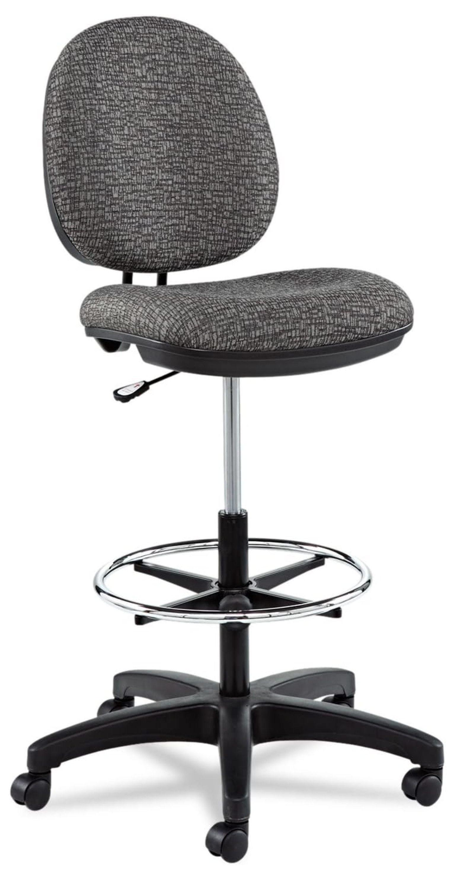 Graphite Gray Fabric Swivel Task Stool with Adjustable Footring