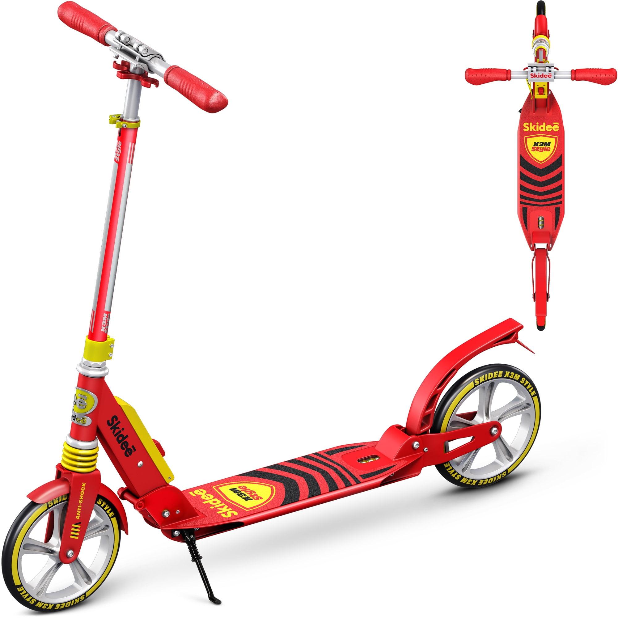 Red Adjustable Height Kick Scooter with Anti-Shock Suspension