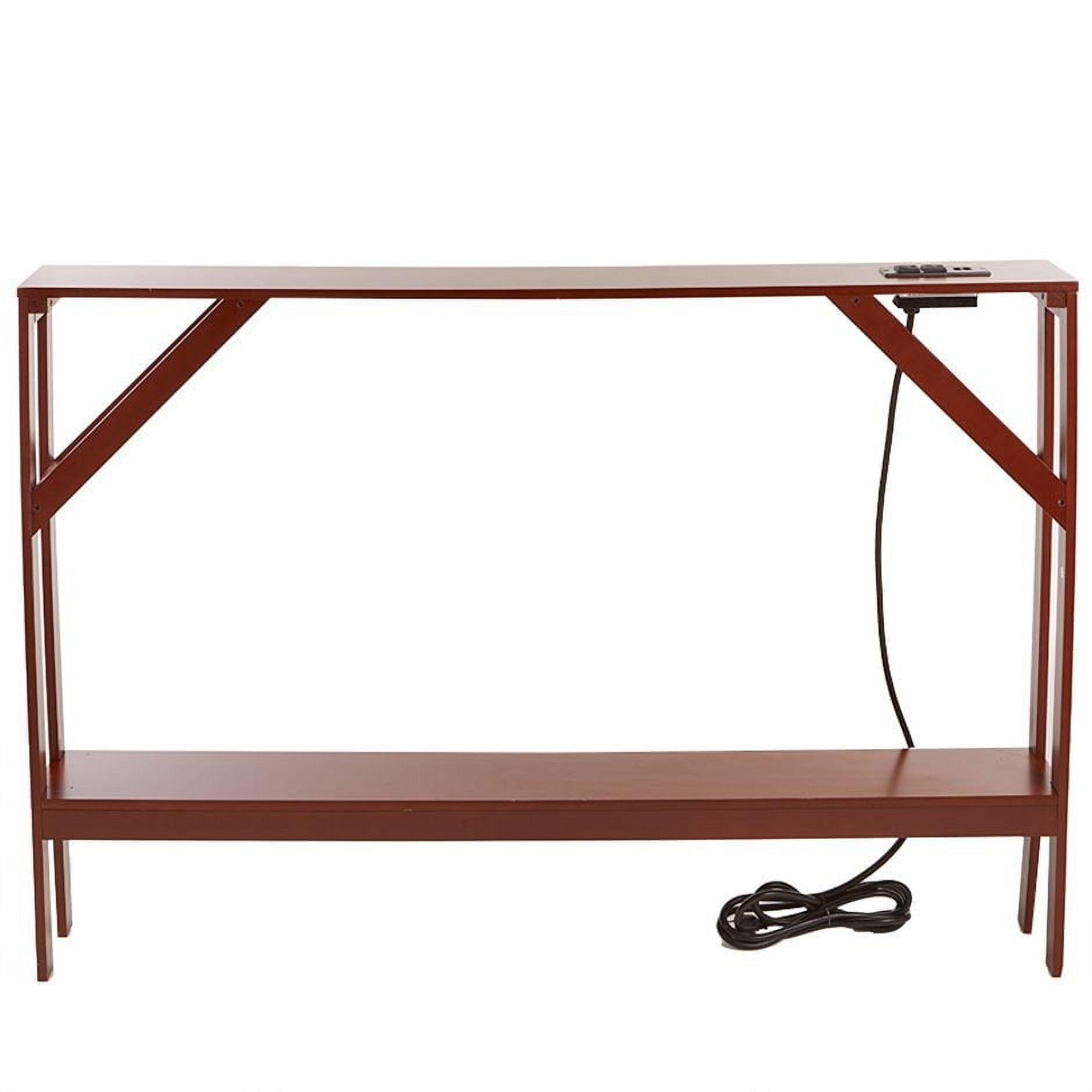 The Lakeside Collection Skinny Sofa Table with Outlet - Walnut