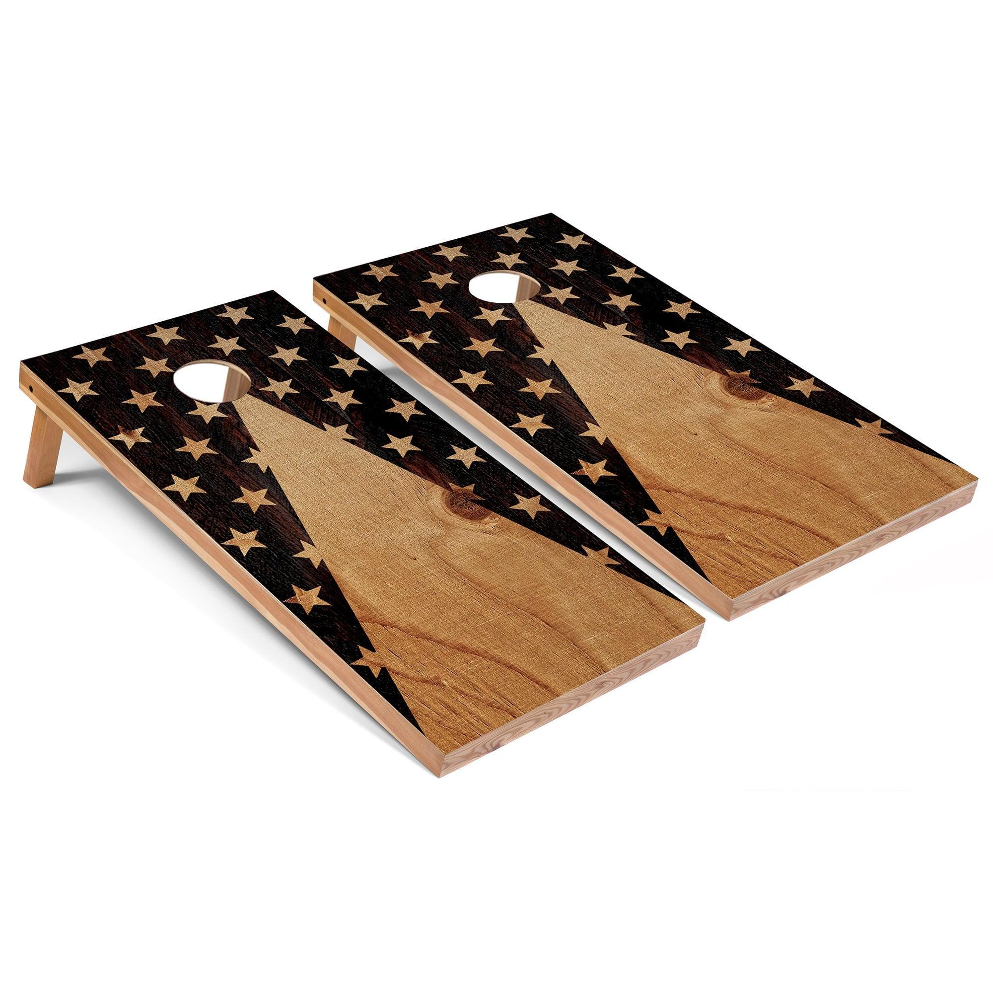 Skip's Garage American Flag Dark Cornhole Board Set, Includes 2 Boards, 8 Bags & Optional Accessories