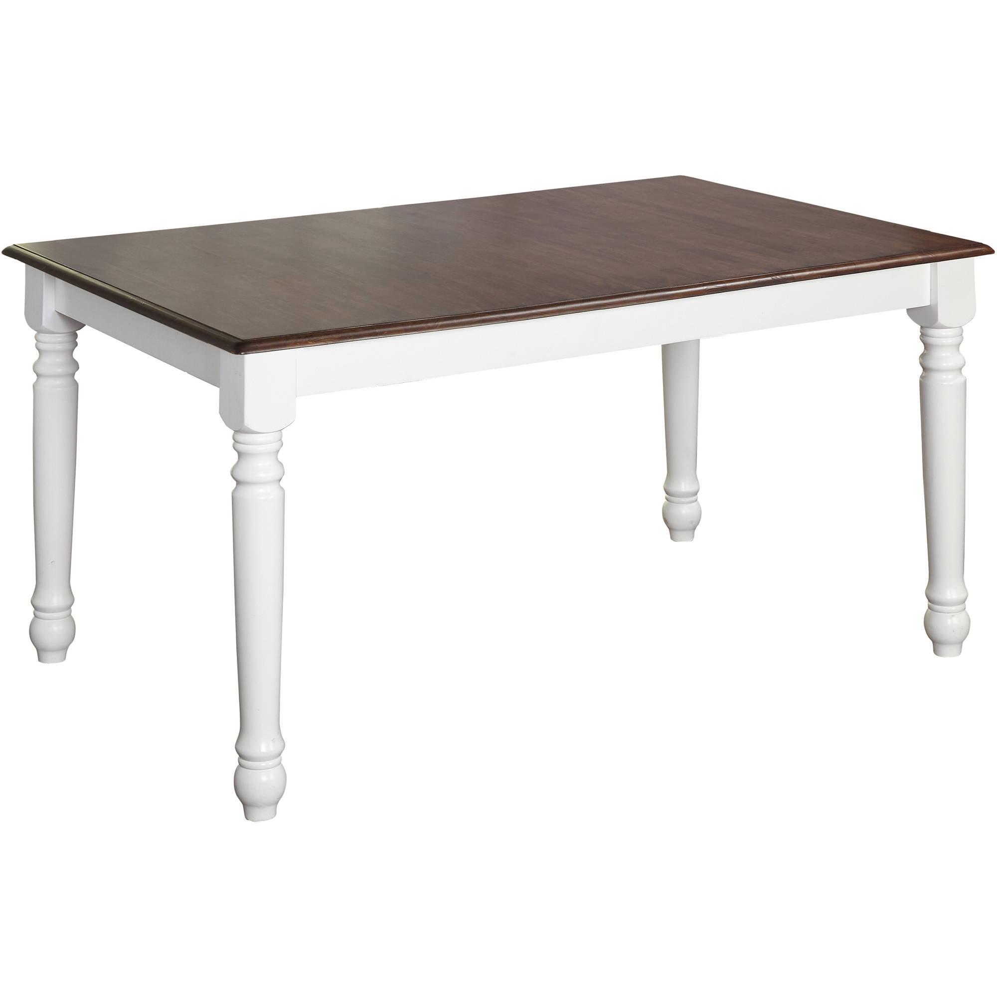 Skipton White and Walnut Rubberwood Dining Table for Six