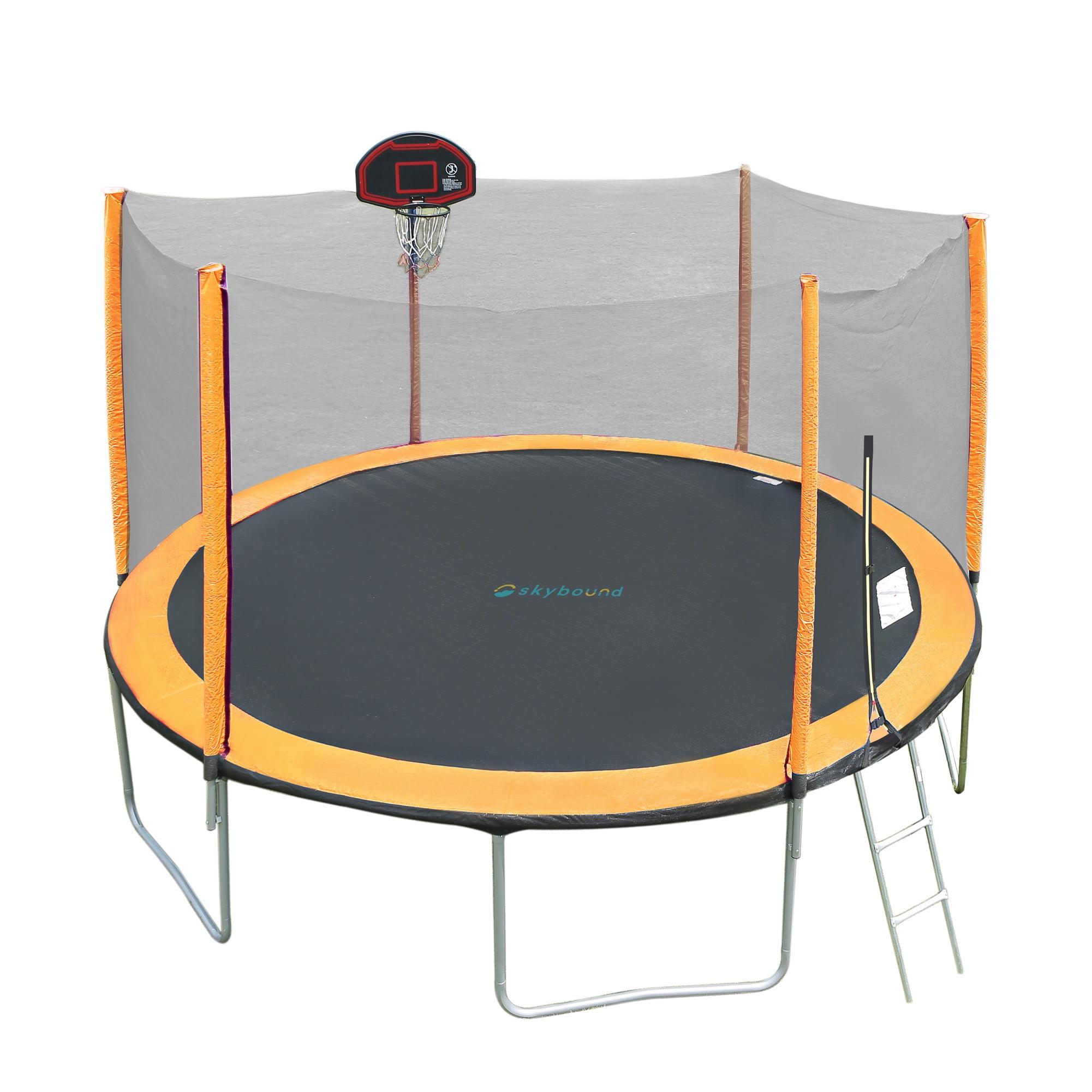 SkyBound 14ft Orange Round Trampoline with Safety Enclosure