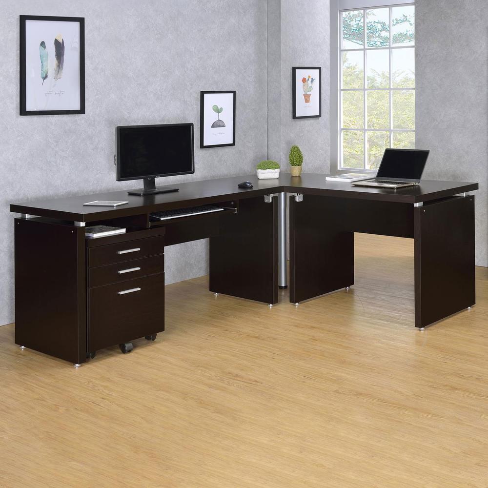 Skylar L-Shape Office Desk Set Cappuccino - Coaster