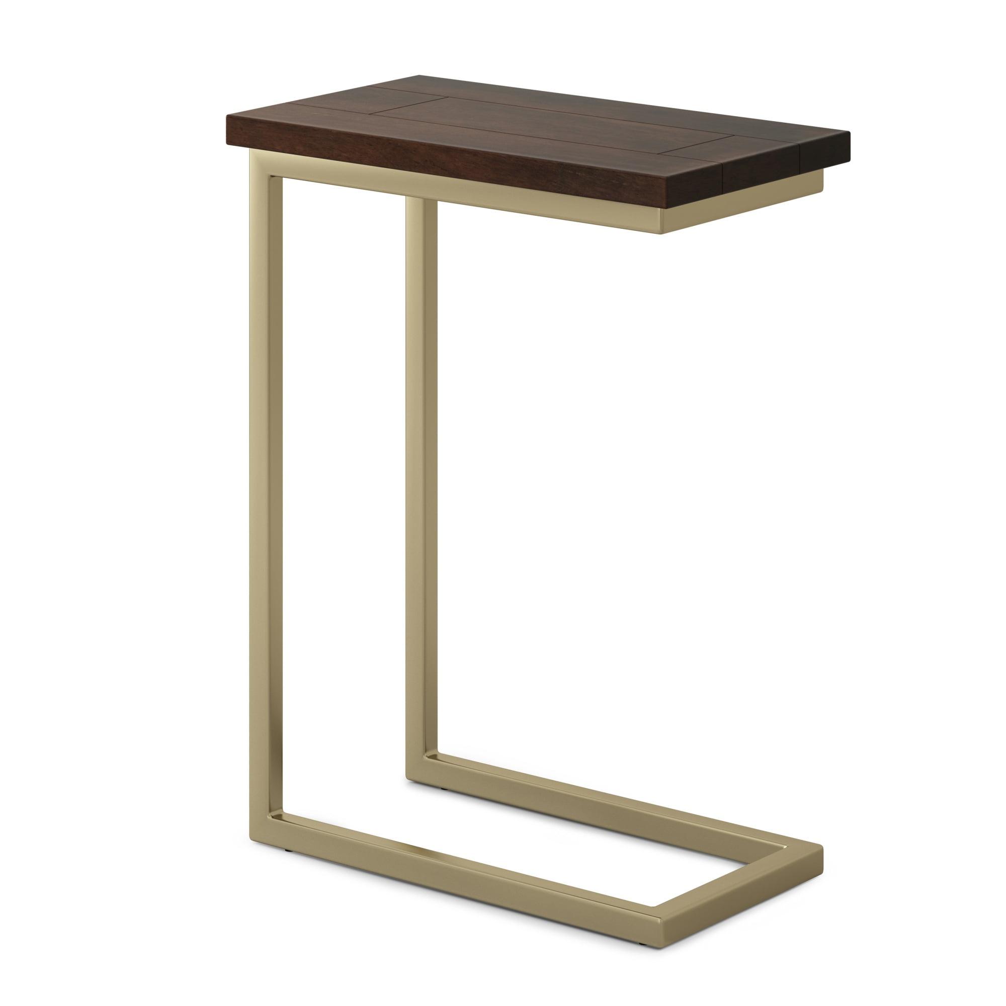 Skyler Medium Brown Mango Wood and Gold Metal C Side Table