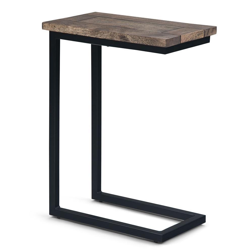 Skyler Beach Brown Wood and Metal Rectangular Side Table