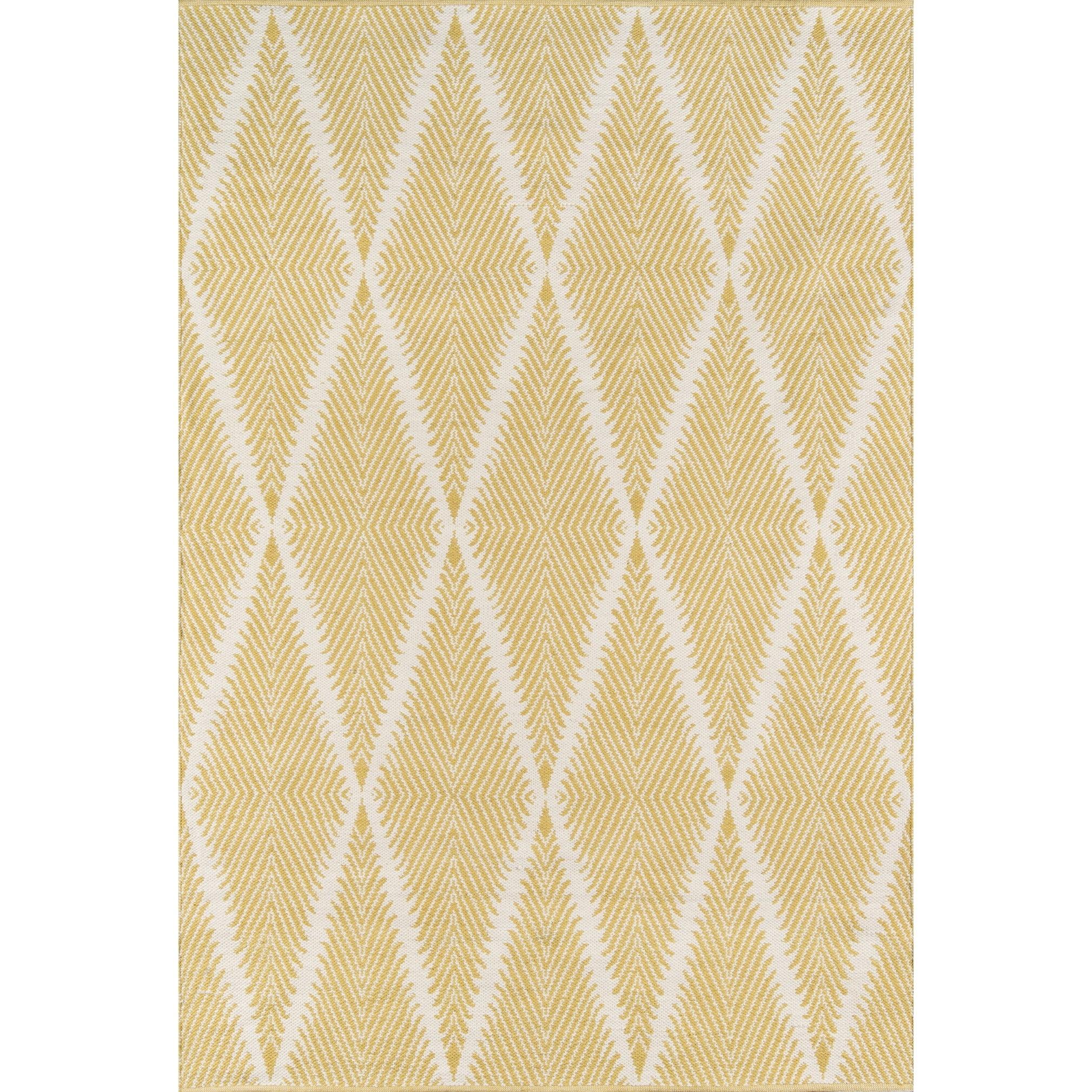 River Geometric Handmade Flatweave Yellow/White Area Rug