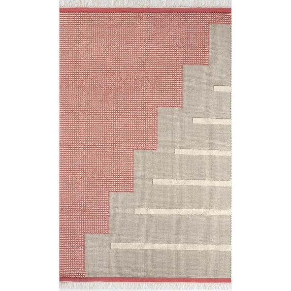 Momeni Flatweave Wool Pink Area Rug