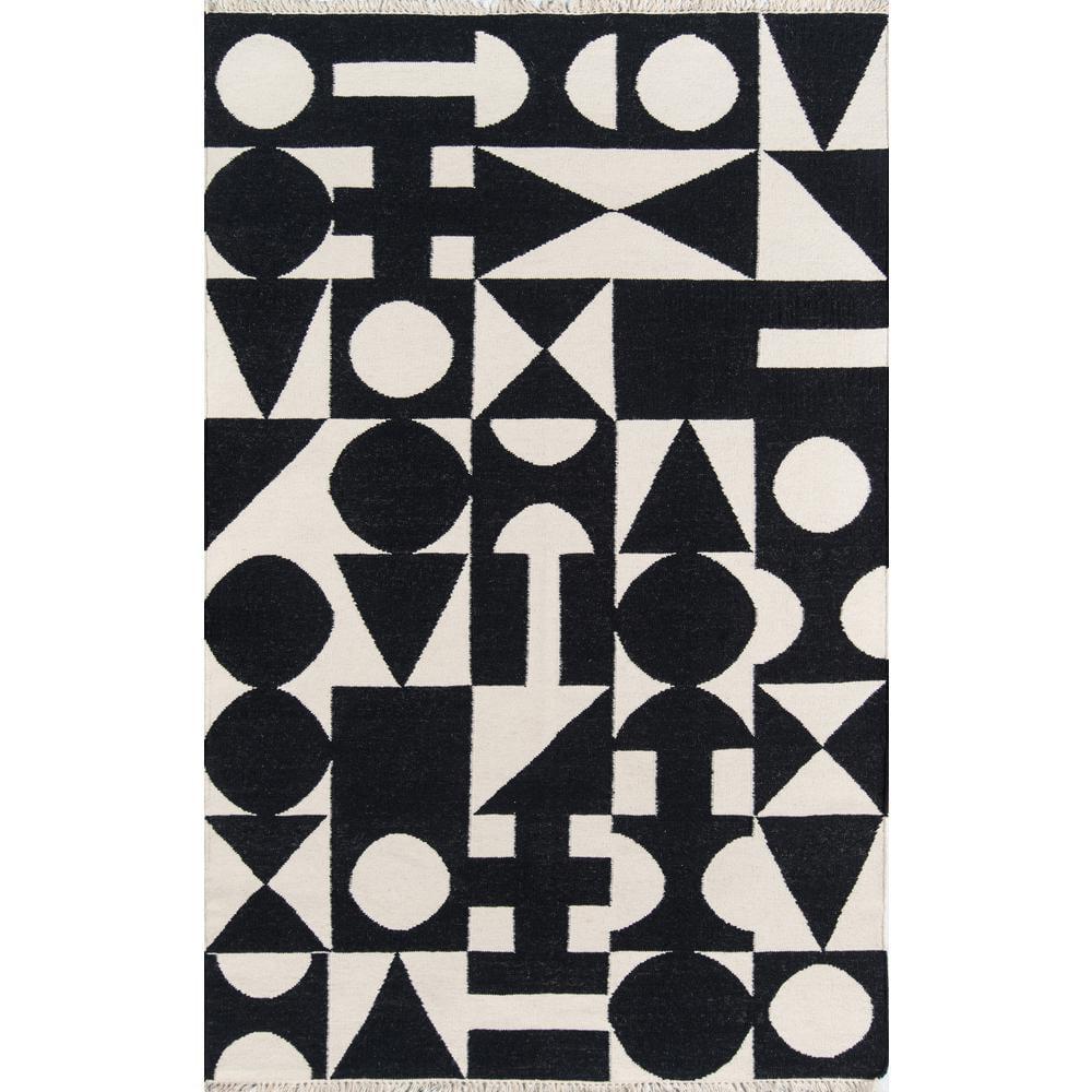 3'6"x5'6" Topanga Area Rug Black - Novogratz by Momeni: Wool, Geometric, Handmade, Low Pile, Indoor Use