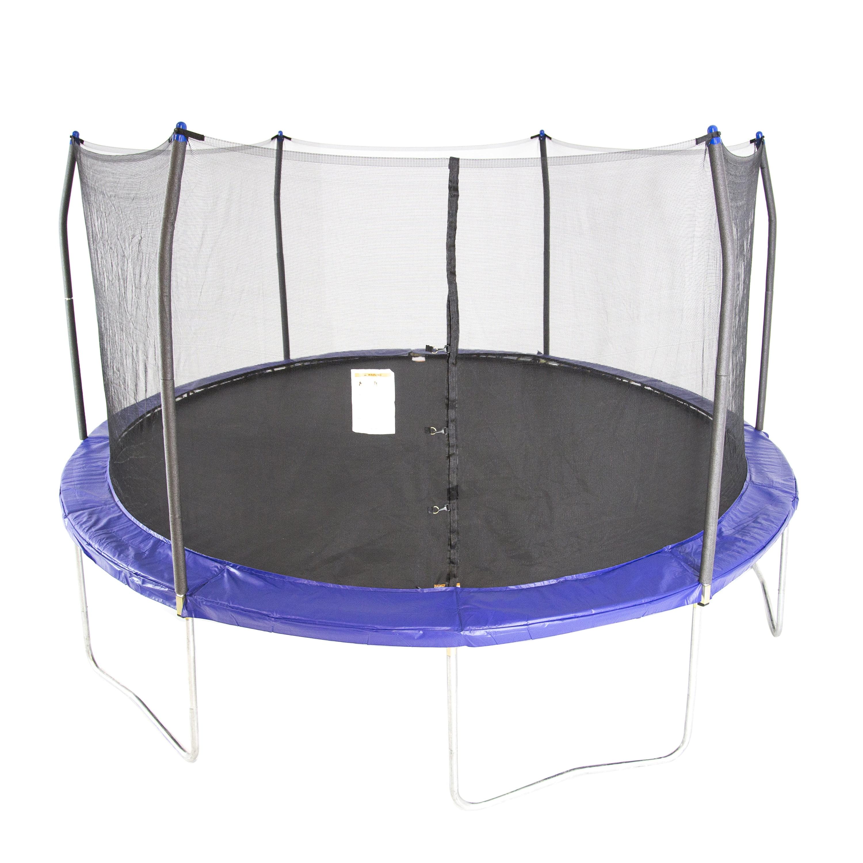 15-Foot Blue Round Trampoline with Safety Enclosure