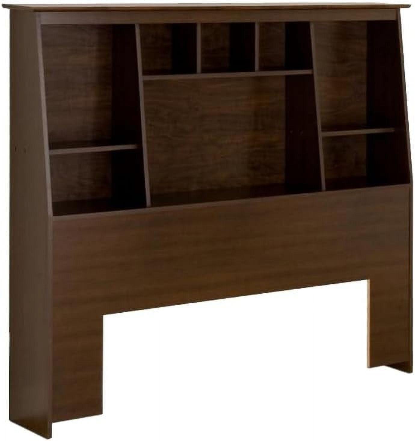Espresso Engineered Wood Full/Queen Slant-Back Bookcase Headboard
