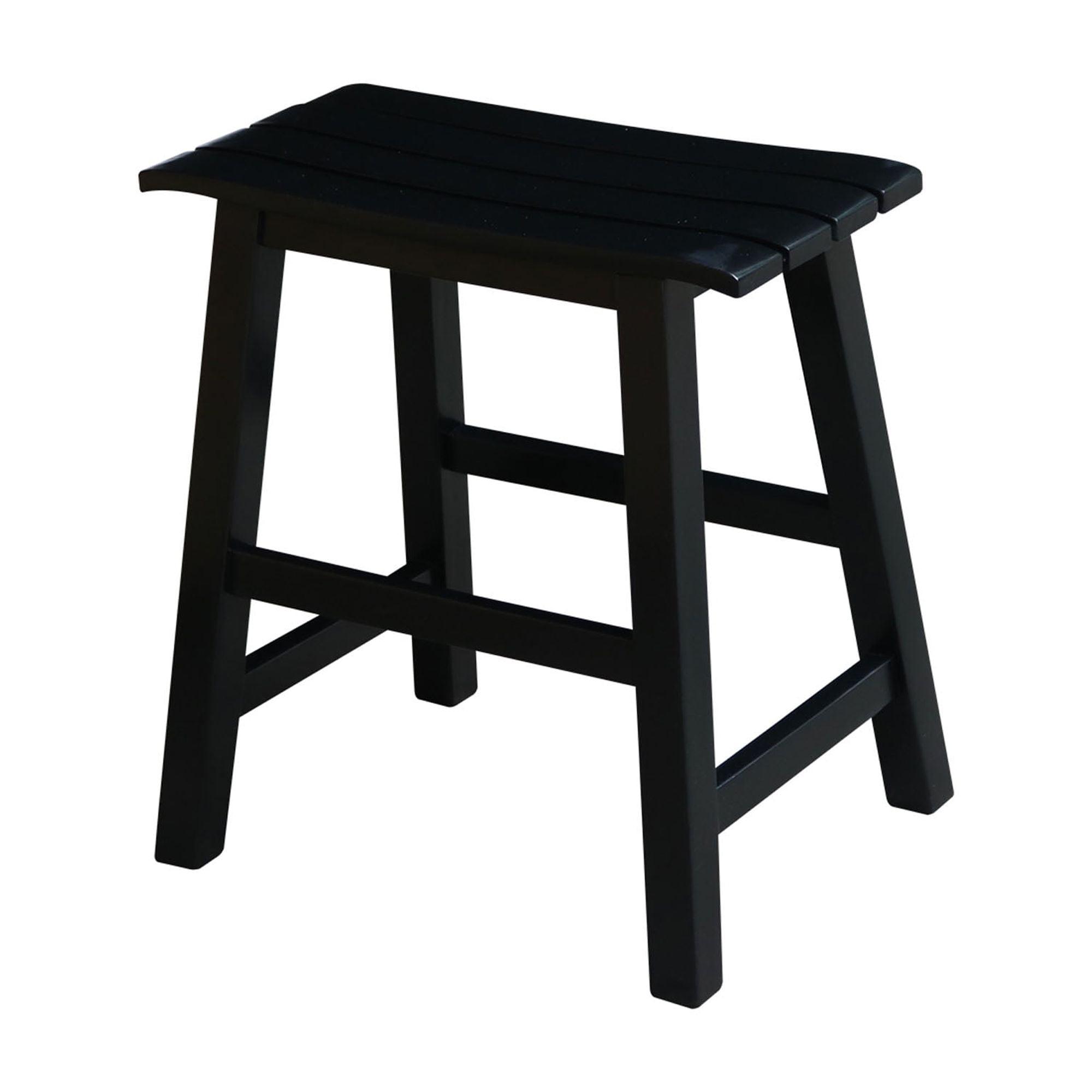 18" Slat Seat Counter Height Barstool Black - International Concepts: Rubberwood, Backless