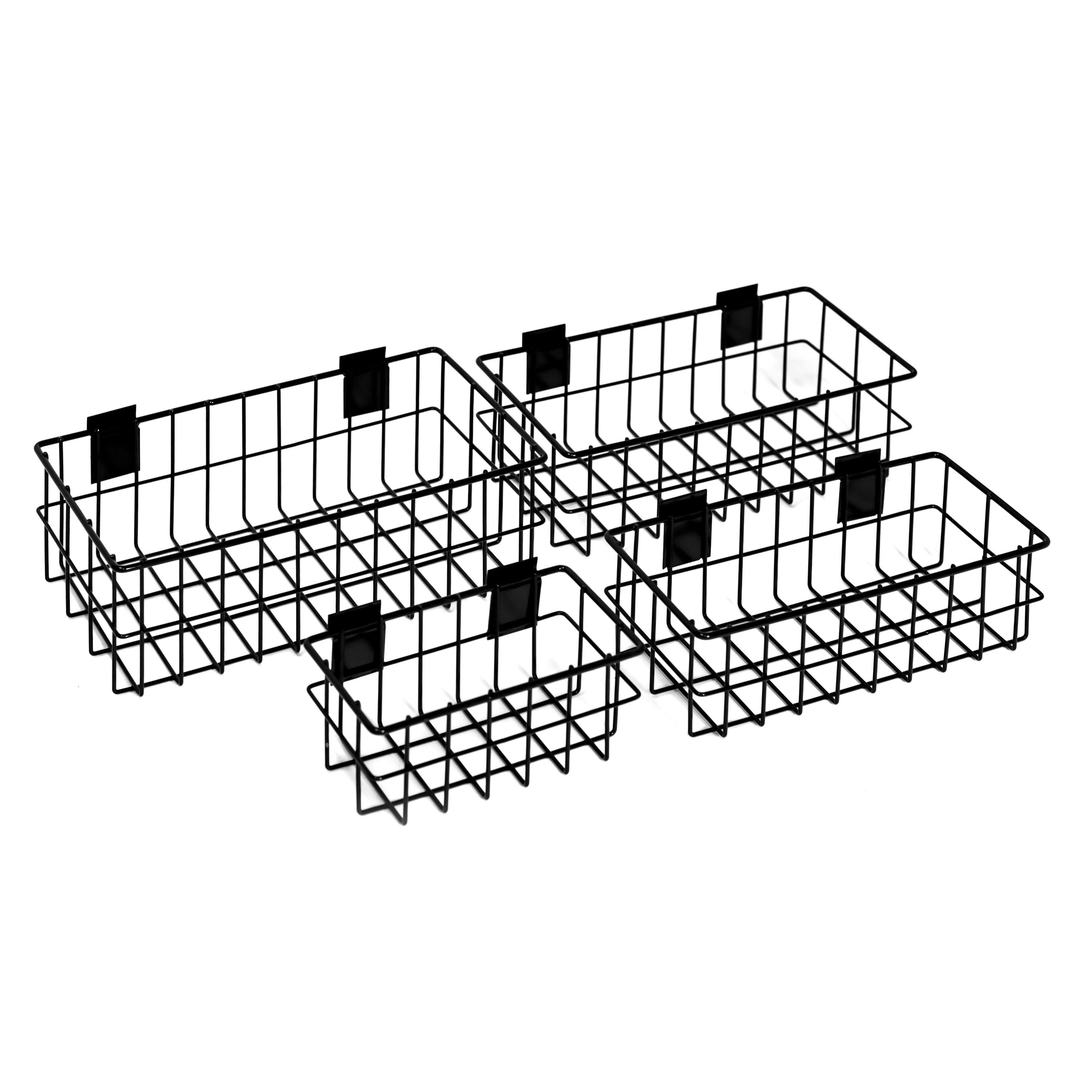 Slat Wall Baskets, Slat Wall Accessories, Metal Wire Hanging Baskets, Slat Wall Organizer (Set of 4)