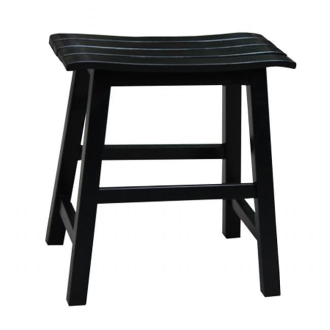 18" Slat Seat Counter Height Barstool Black - International Concepts: Rubberwood, Backless
