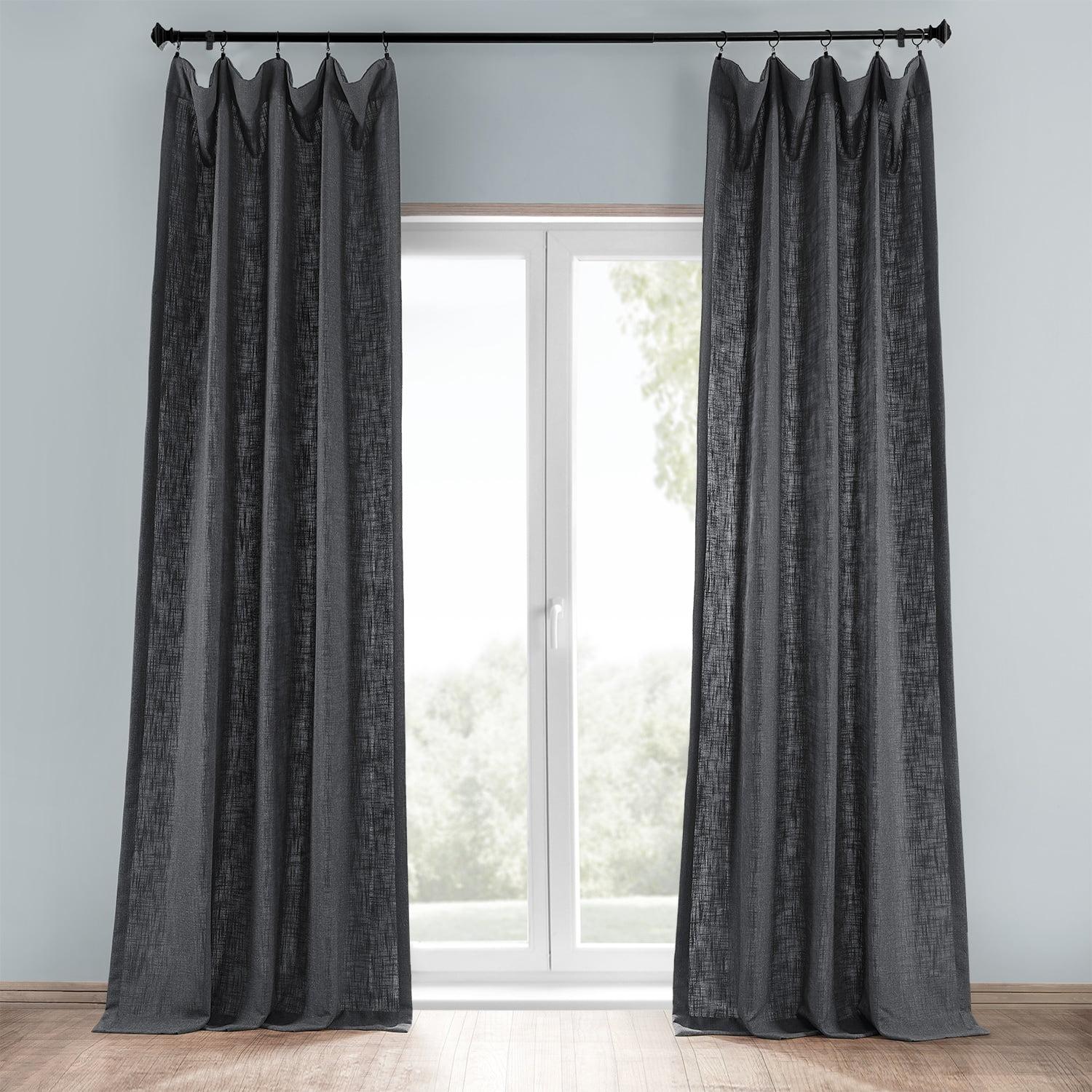 Slate Grey Heavy Faux Linen Curtain (1 Panel), Slate Grey, 50W X 96L