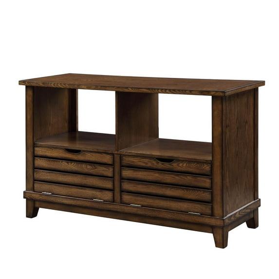 Slatted Front Sofa Table with Two Drawers and Two Shelf Brown - Saltoro Sherpi