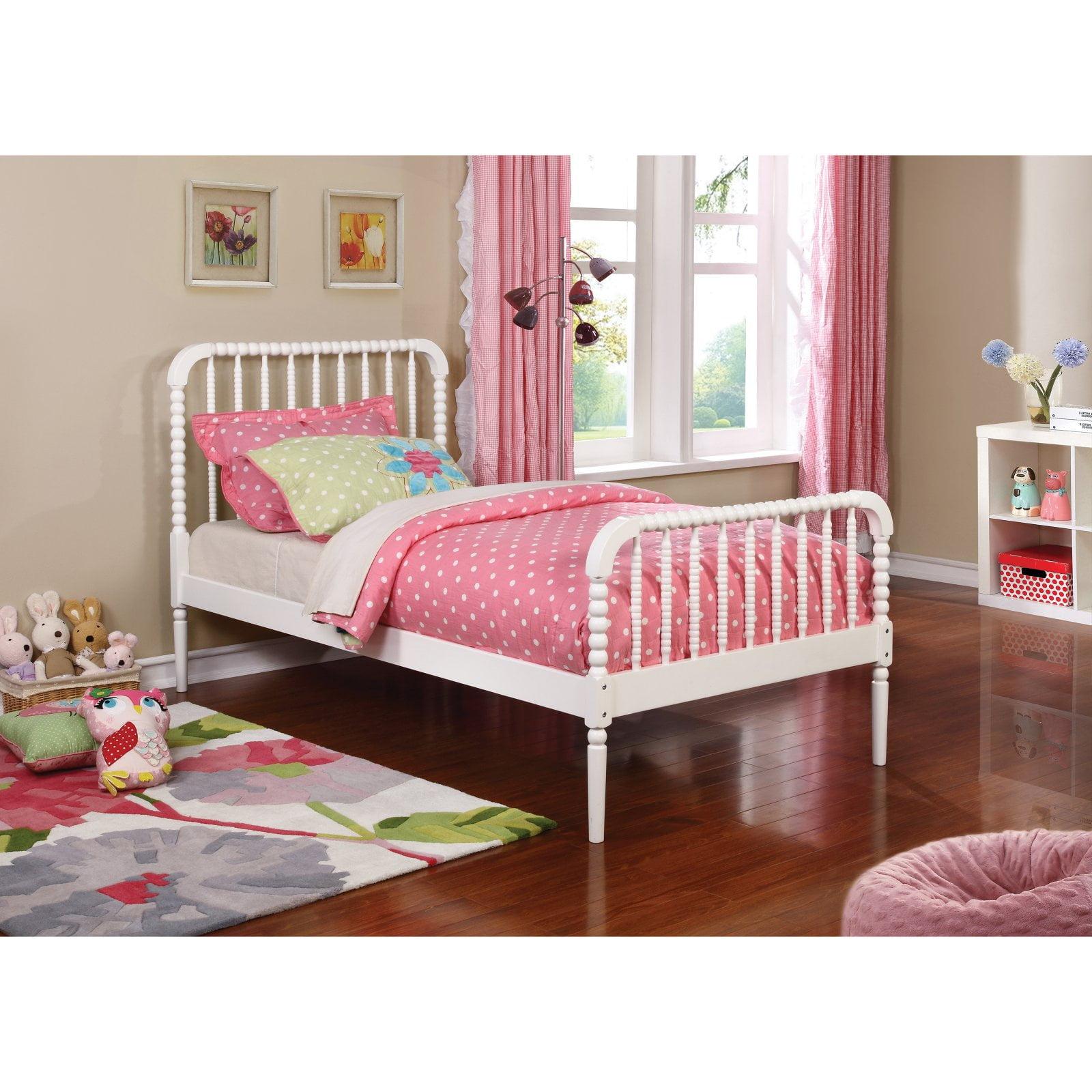 White Pine Twin Bed Frame with Upholstered Headboard