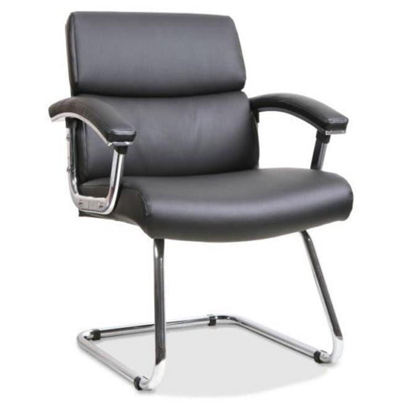 Deluxe Comfort 26'' Black Bonded Leather Guest Chair with Chrome Sled Base