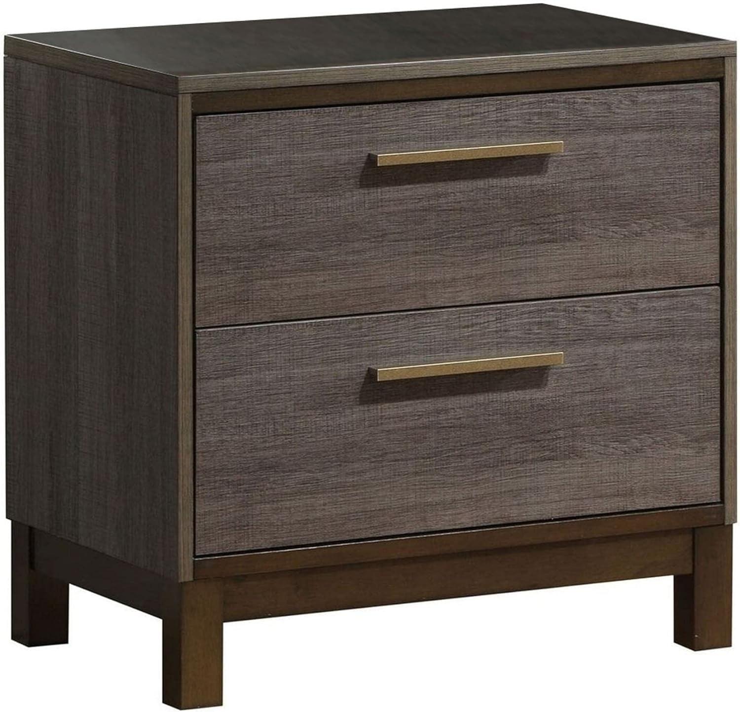 Sleek Gray Solid Wood 2-Drawer Nightstand