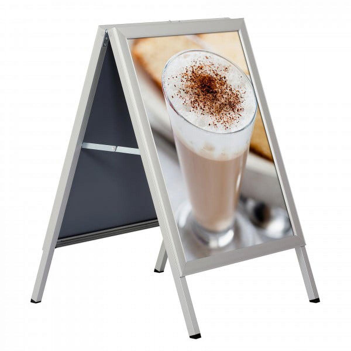 Slide-in A Frame Display Advertising Menu Board, 30x40 Inch Poster Size, Sidewalk Sign, Silver