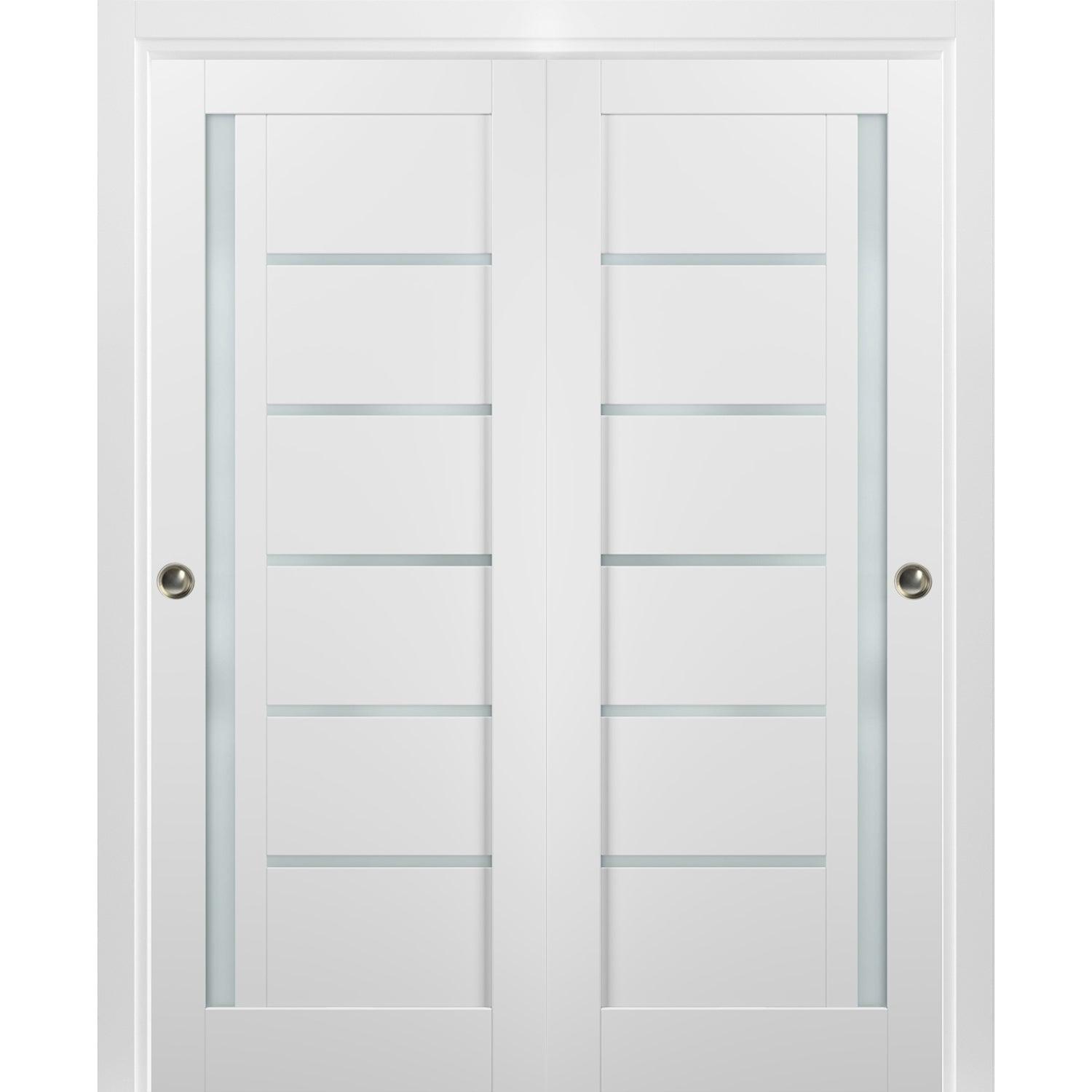 SARTODOORS Quadro Frosted Glass Sliding Closet White Doors