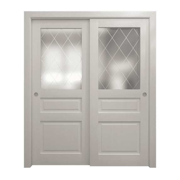 SARTODOORS Sliding Closet Bypass Doors | Ego 5011 | Rails Hardware Set | Wood Solid Bedroom Wardrobe Doors