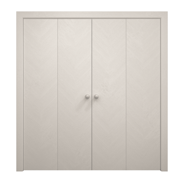 SARTODOORS Sliding Closet Double Bi-Fold Doors | Ego 5005 | Sturdy Tracks Moldings Trims Hardware Set | Wood Solid Bedroom Wardrobe Doors