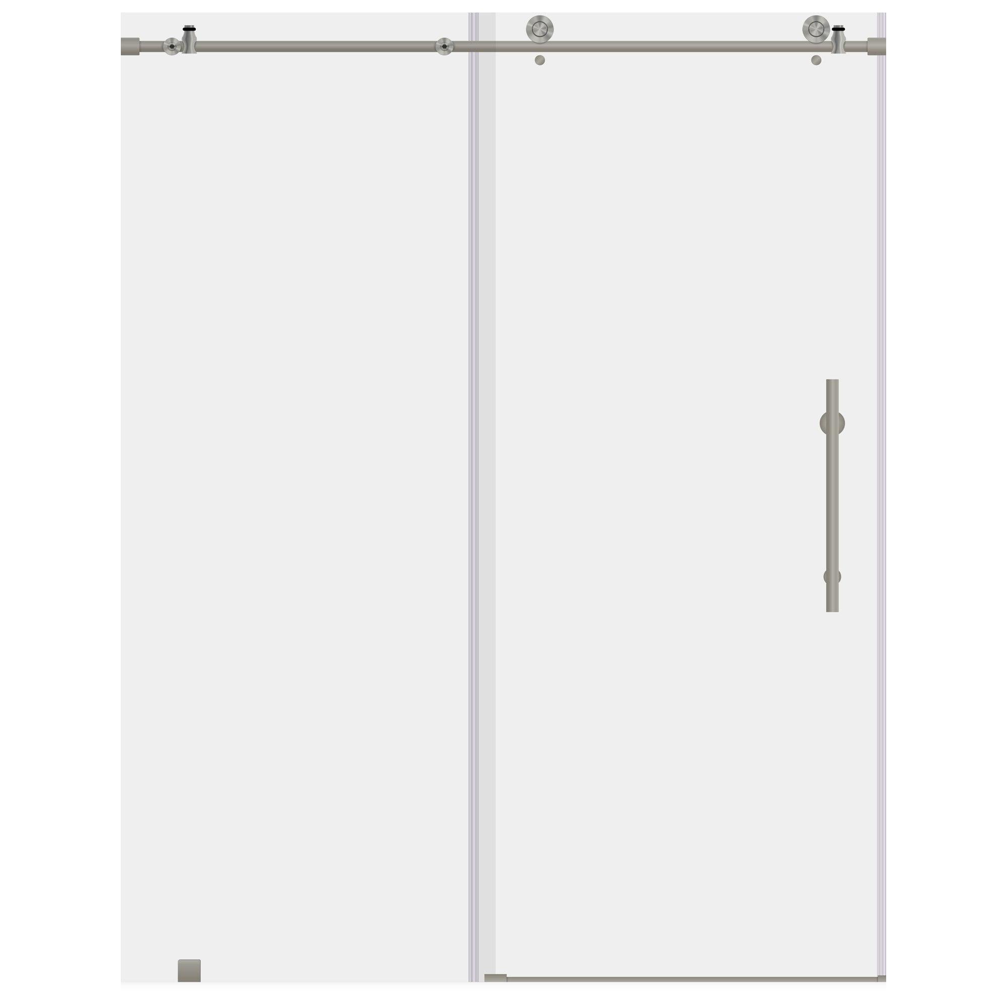 Sliding Shower Door with Stationary Panel 56-60W 76H Ultra C Brushed Nickel