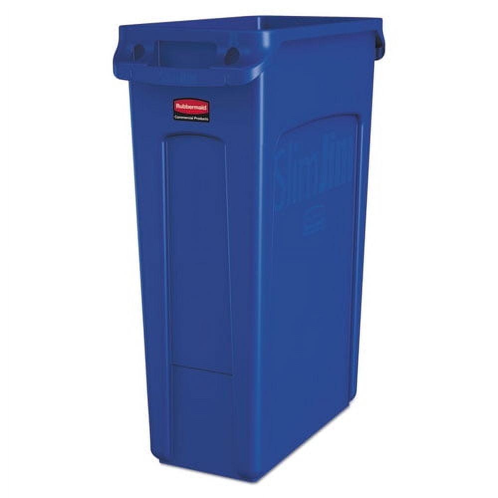 Rubbermaid Commercial Venting Slim Jim Waste Container - 23 gal Capacity - Durable, Vented, Handle - 30" Height x 22" Width x 11" Depth - Blue - 1 Each