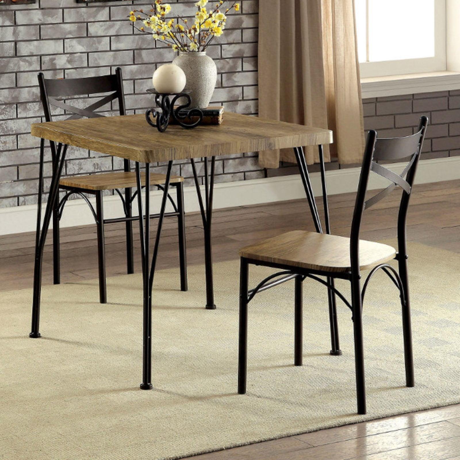 Industrial Brown and Black Wood Metal Dining Set